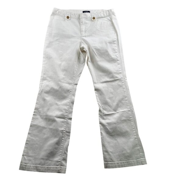 Chaps Womens Pants Size 12 Flared Leg Classic White Casual Stretch Cotton Travel - Picture 1 of 14